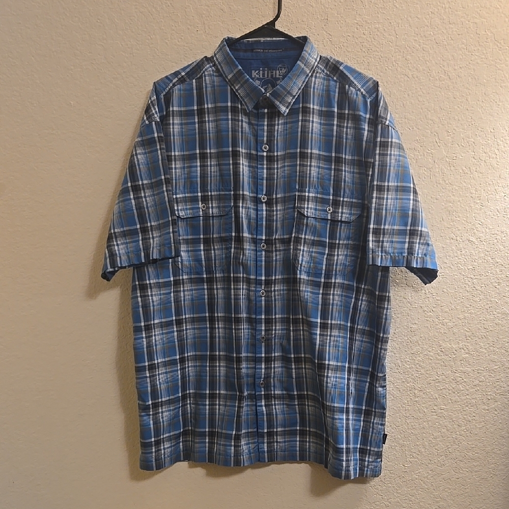 Kuhl Button Down Plaid Shirt - Blue - XXL